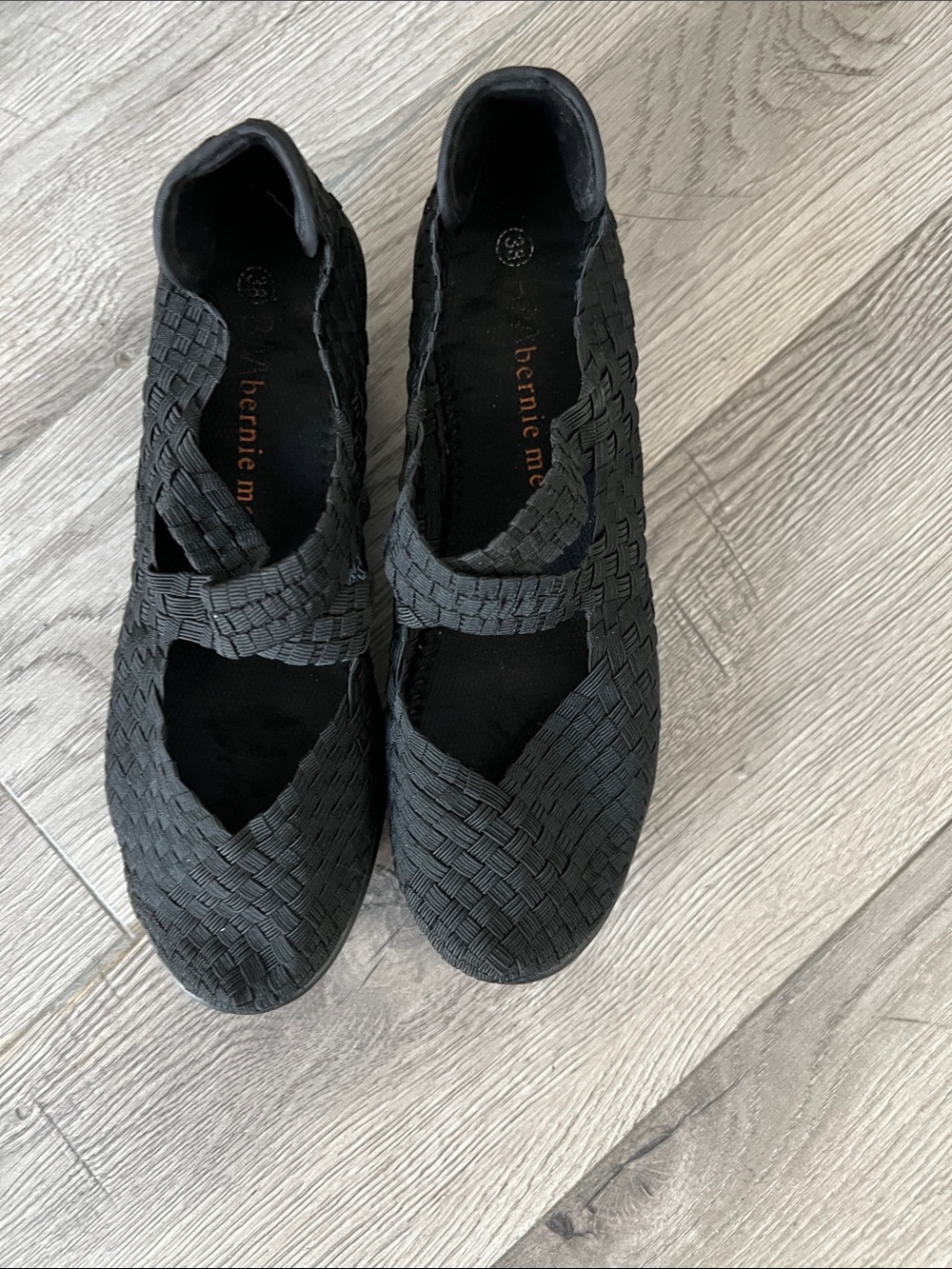 bernie mev. Black Woven Mary Jane-Style Flats